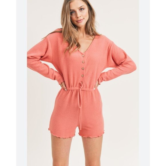 New with Tags Pink Knit Romper By Painted Threads With Button-Down Front - Picture 1 of 12